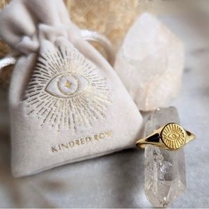 Kindred Row | Goddess Provisions 14K Gold Plated Evil Eye Adjustable Signet Ring